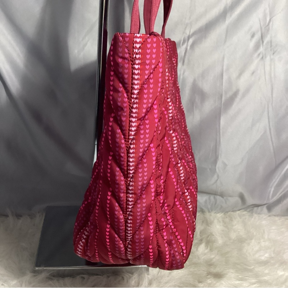 Kate Spade Nylon Red Heart Striped Satchel Shoulder Bag EUC - Picture 9 of 14